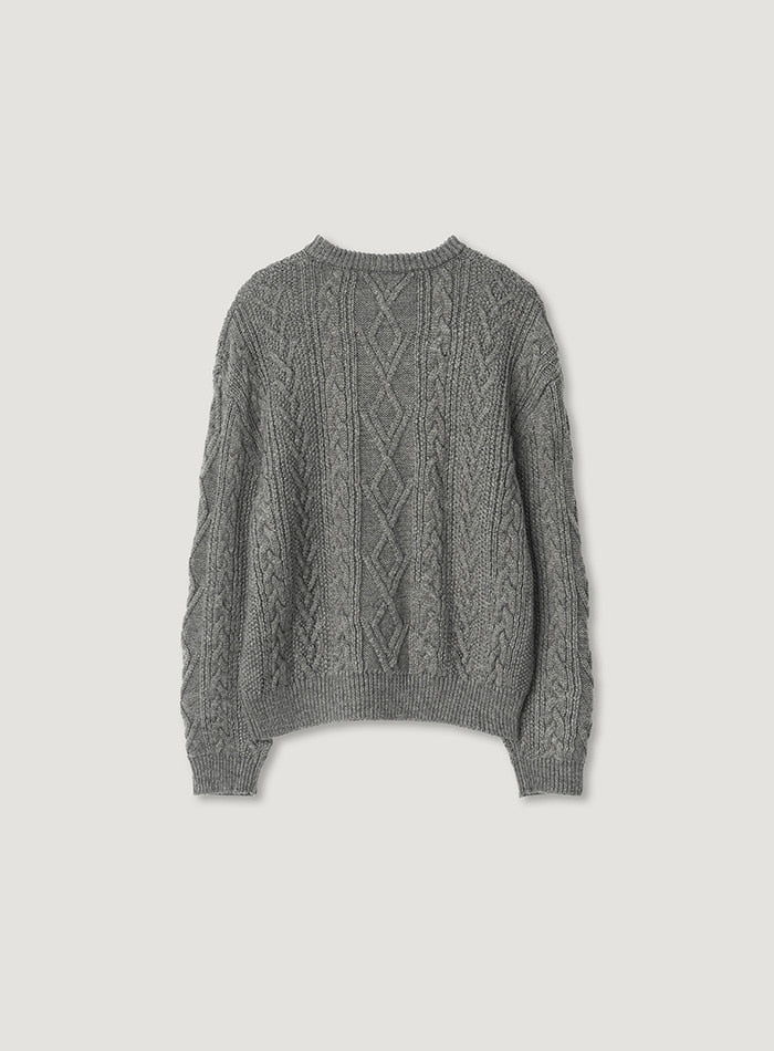 Mango Maniplease Doll Cable Knit Grey