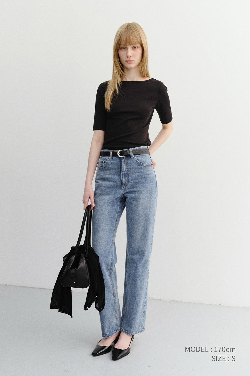Dunst Essential Boat Neck T-Shirt Black