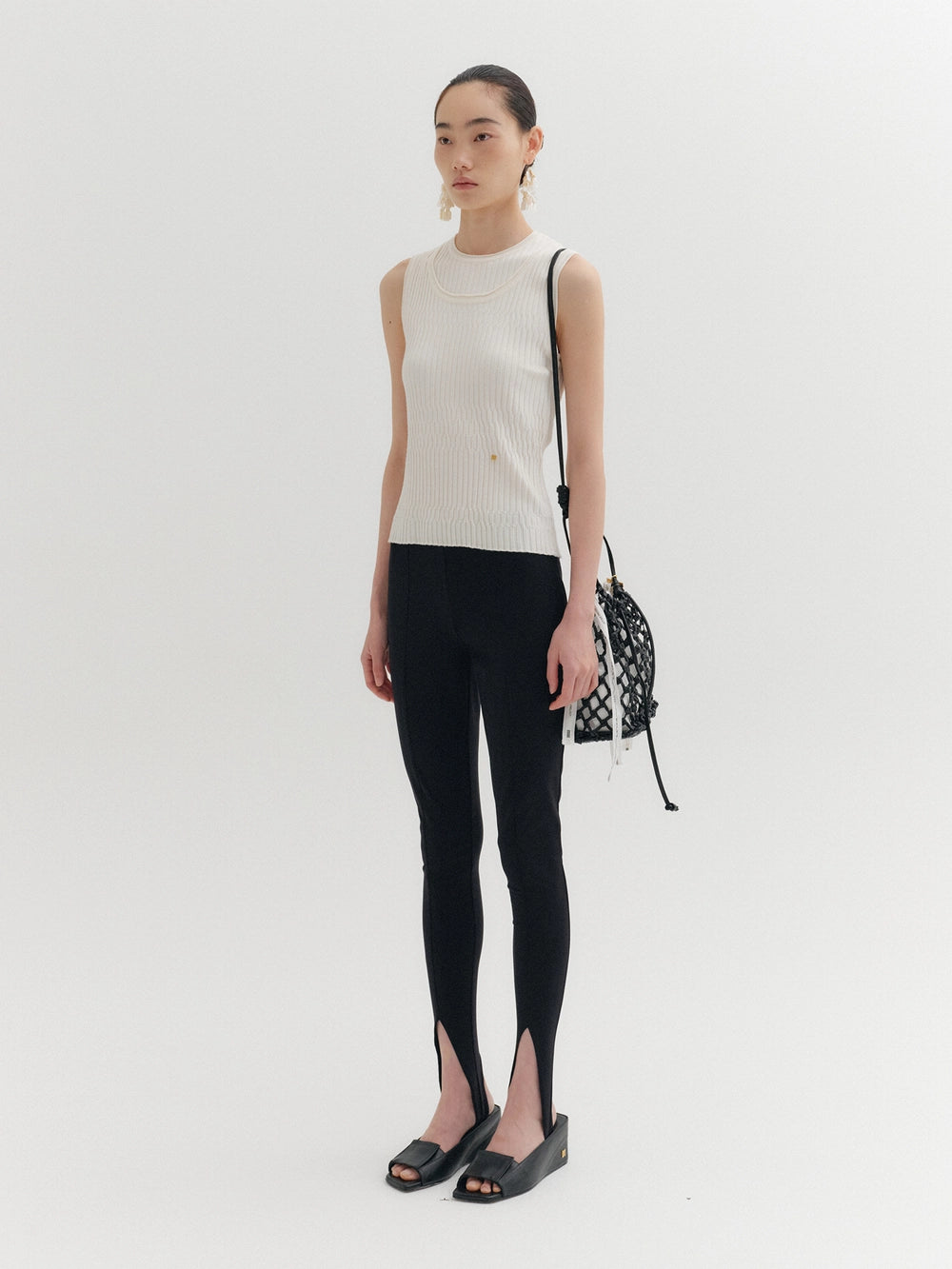 EENK Sleeveless Layered Knit Top - Ivory