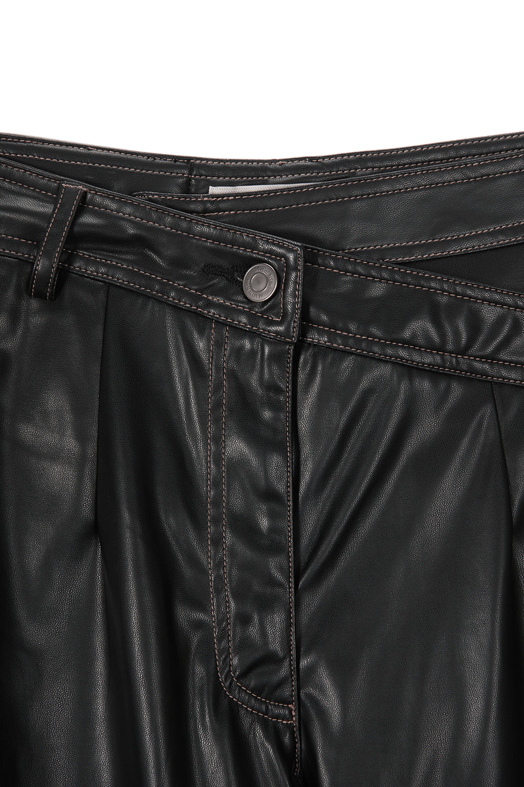 [matinkim] WAIST UNBALANCED LEATHER PANTS IN BLACK
