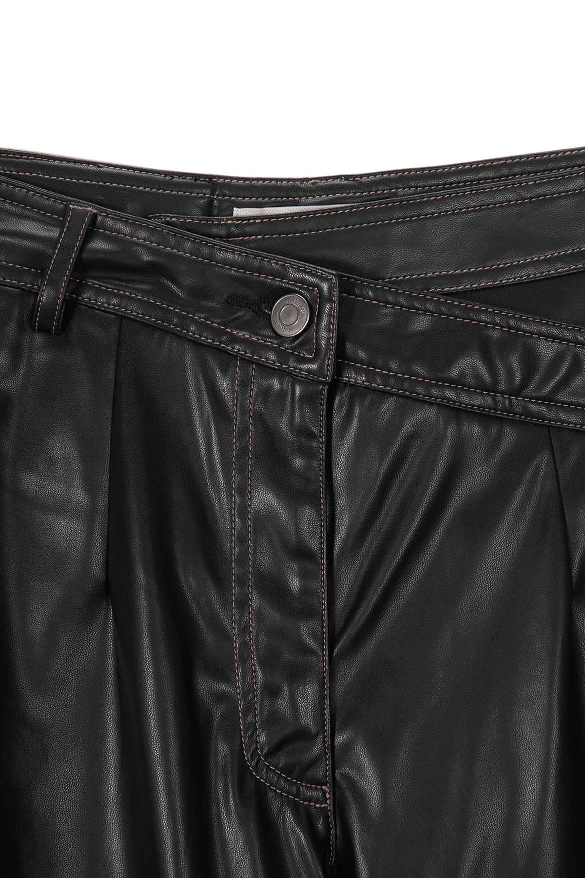 [matinkim] WAIST UNBALANCED LEATHER PANTS IN BLACK