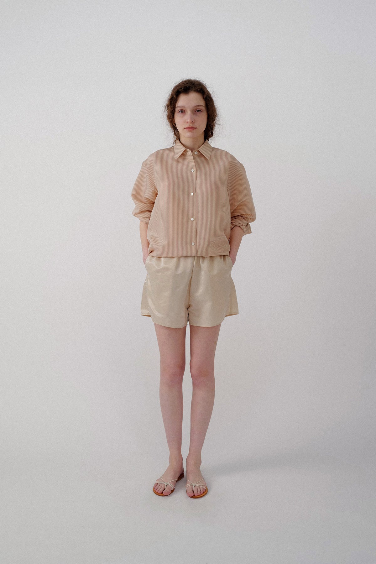 Nothing Written Oli classic stripe shirt (Beige pink)