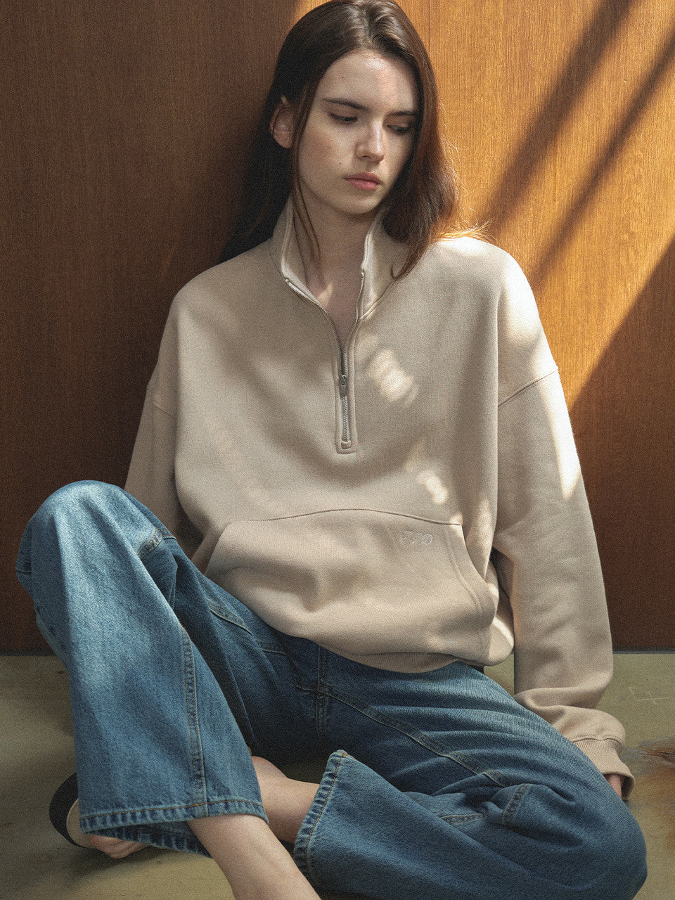 Tillidie Brushed Zip Up Mtm Beige