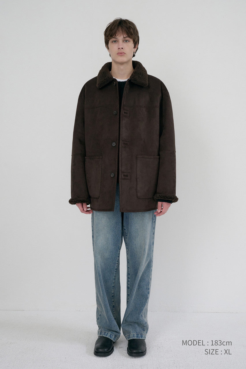 Dunst Unisex Reversible Soft Shearling Half Jacket Dark Brown
