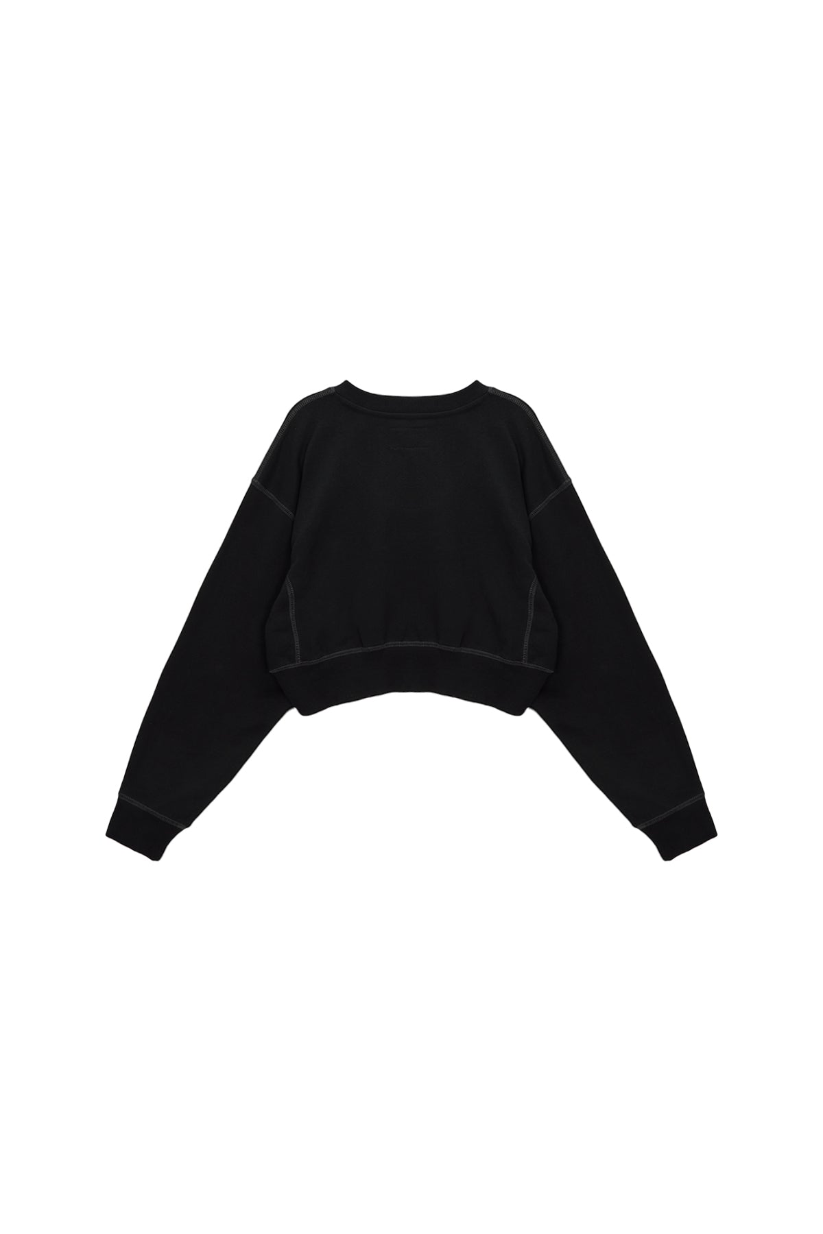 [matinkim] STITCH LABEL CROP SWEATSHIRT IN BLACK