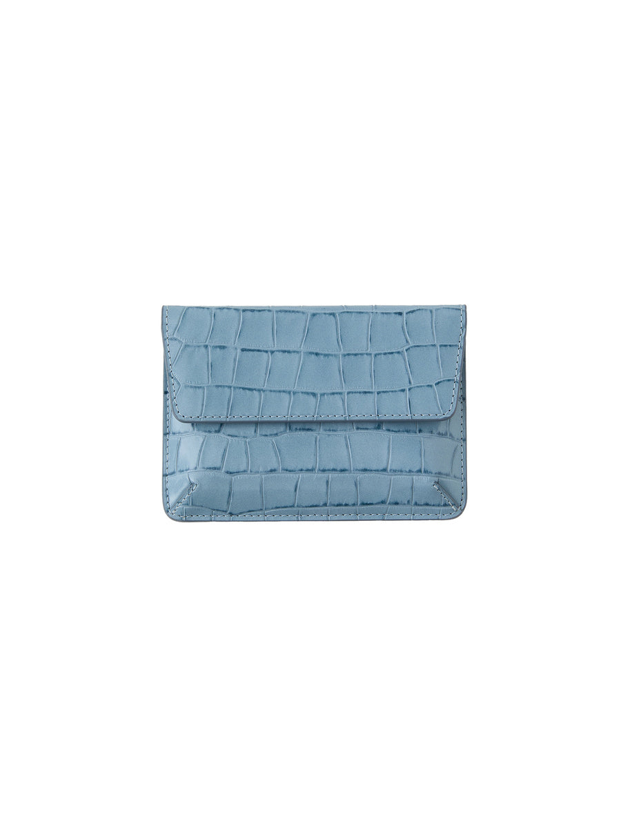 GLOWNY G Crack Leather Card Wallet (Blue)