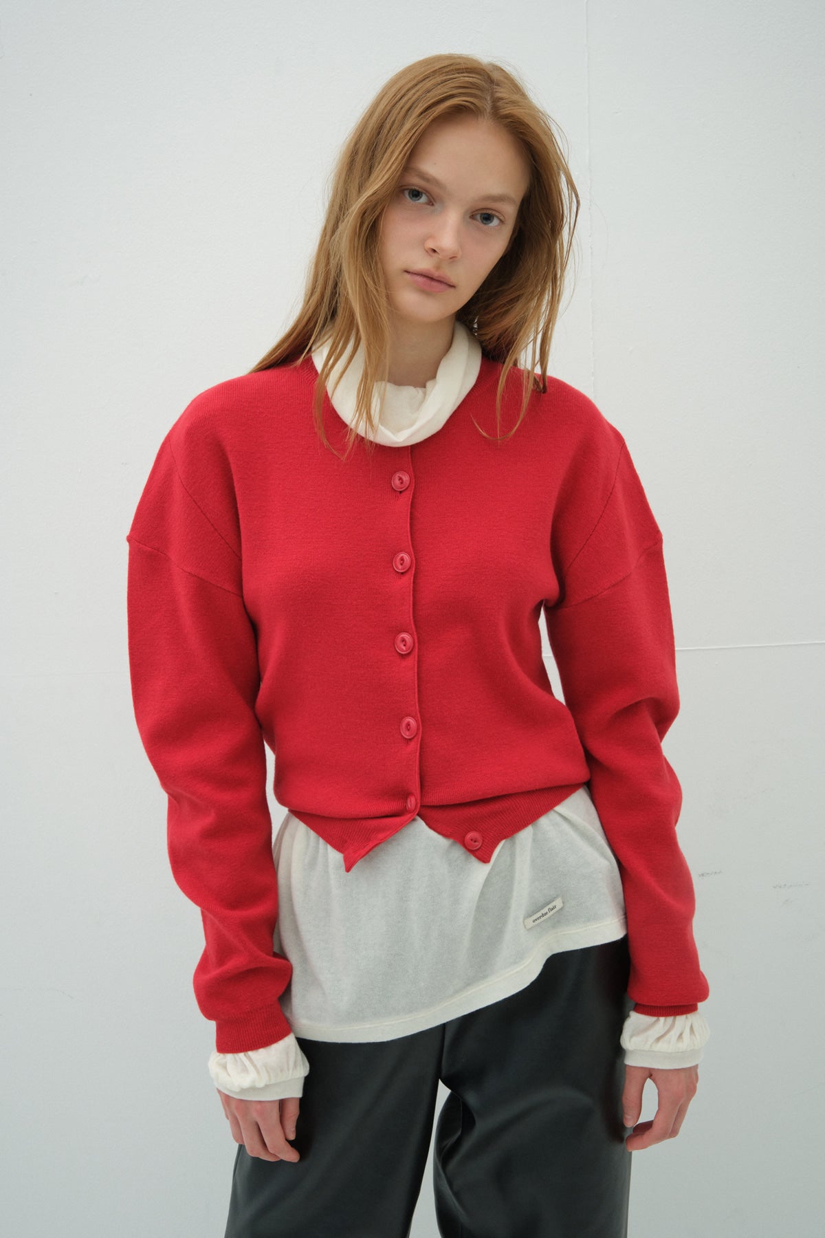 Overdueflair Overdue Curved Cardigan Red