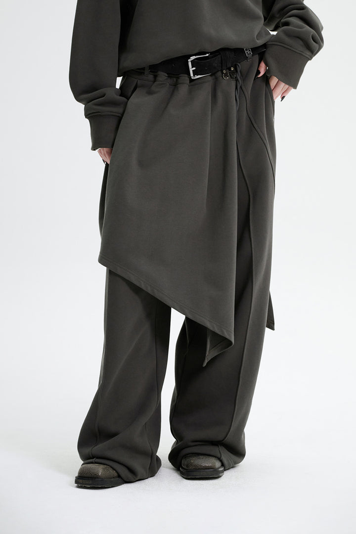 Treemingbird Layered Wrap Sweat Pants Charcoal