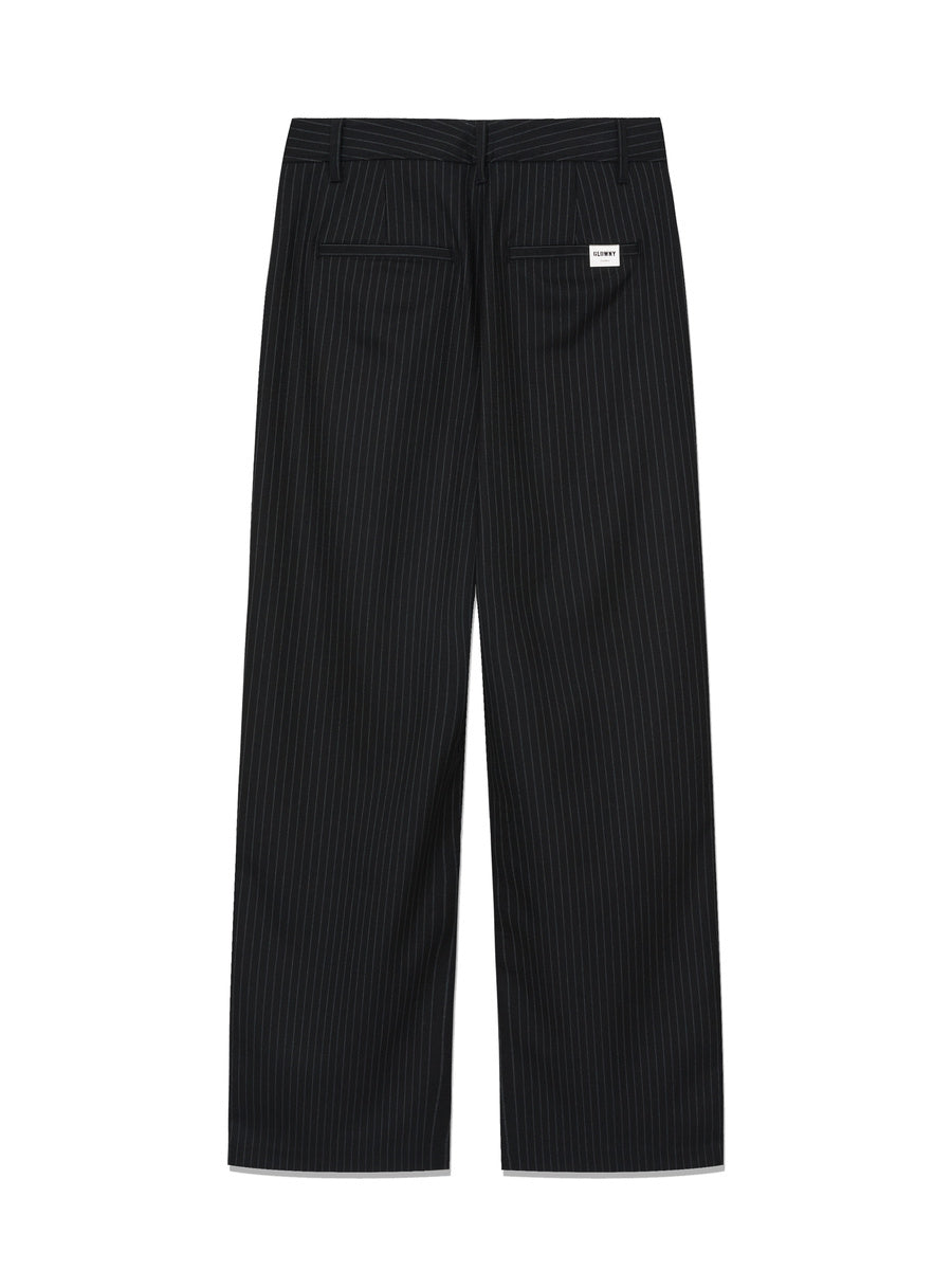 GLOWNY G Gentle Wide Leg Pinstripe Pants 2.0 (Charcoal)