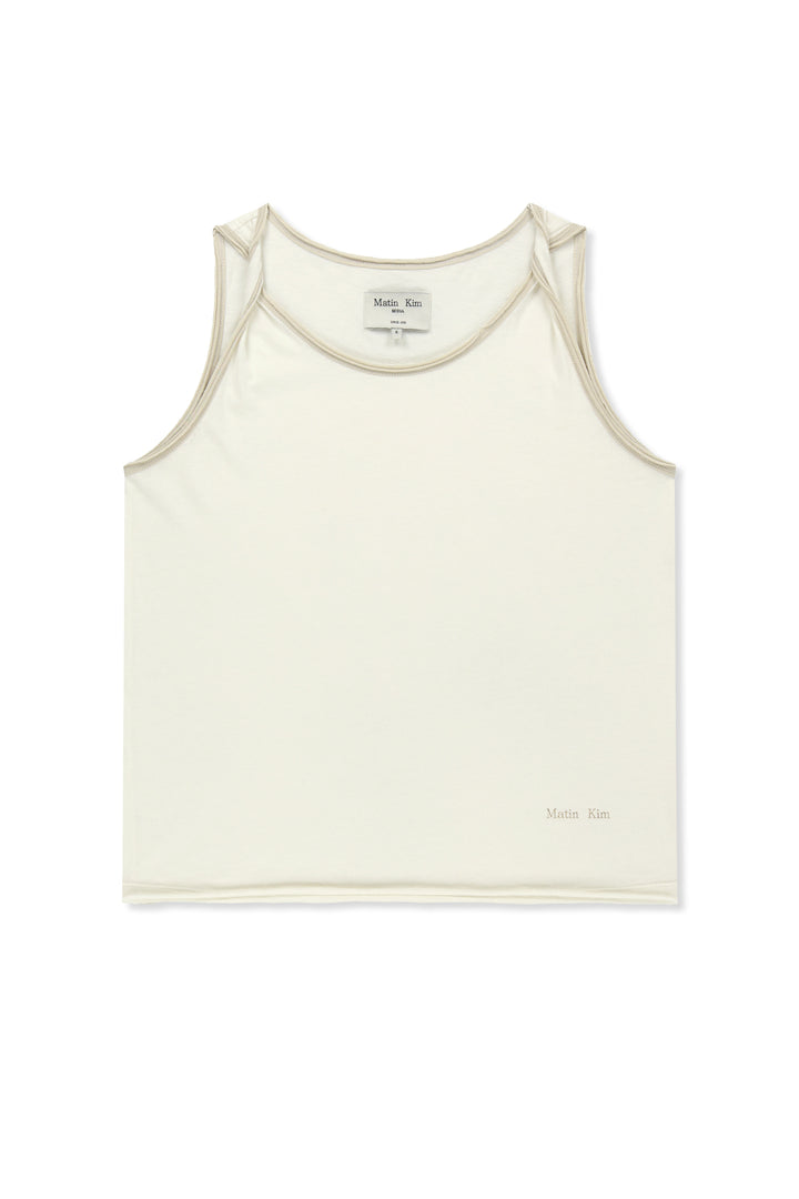 Matinkim Twist Shoulder Sleeveless Top IN Cream