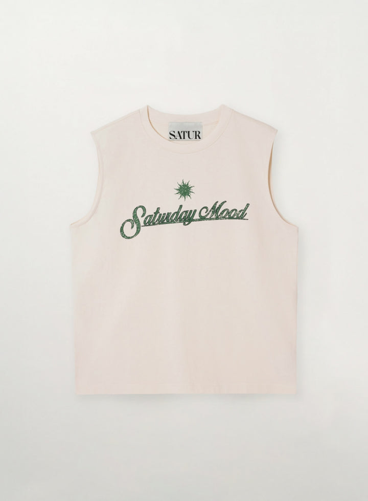Saturday Mood Lettering Sleeveless - Cream