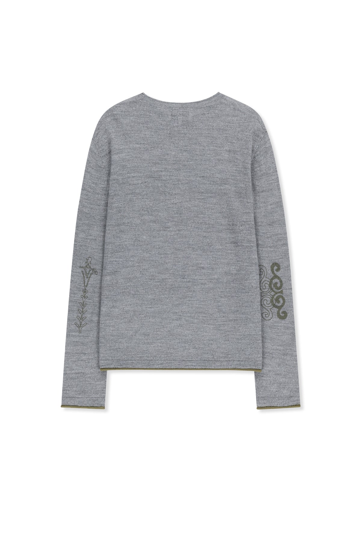 Matinkim Matin Sleeve Graphic Sheer Knit Pullover IN Grey