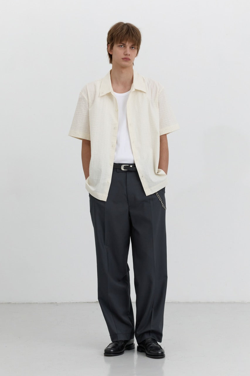 Dunst Collared Striped Shirt Cream Stripe