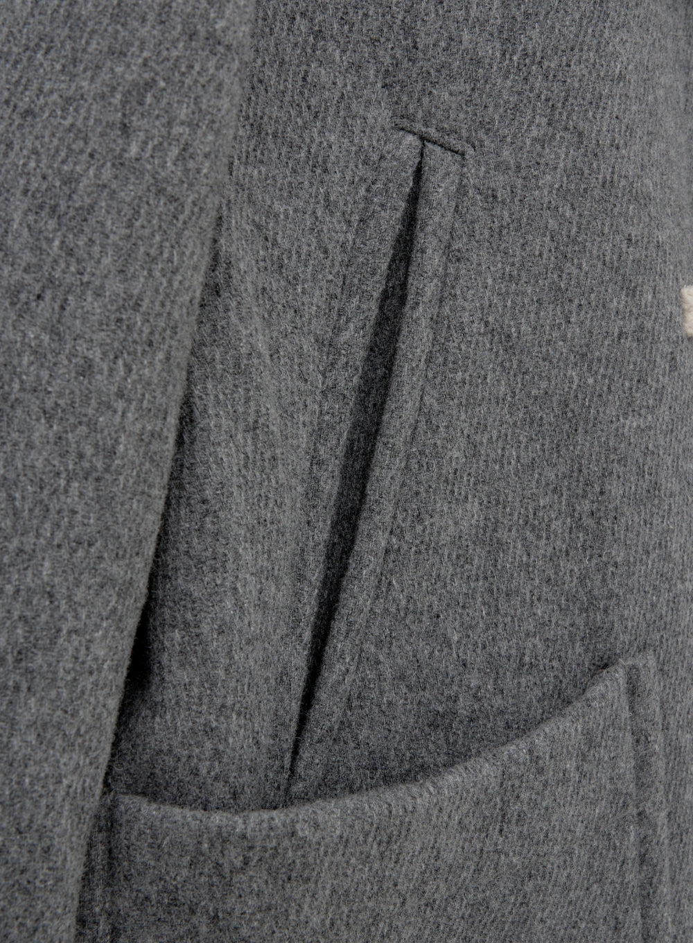 [satur] (W) Hood Wool Blend Duffle Half Coat - Gray