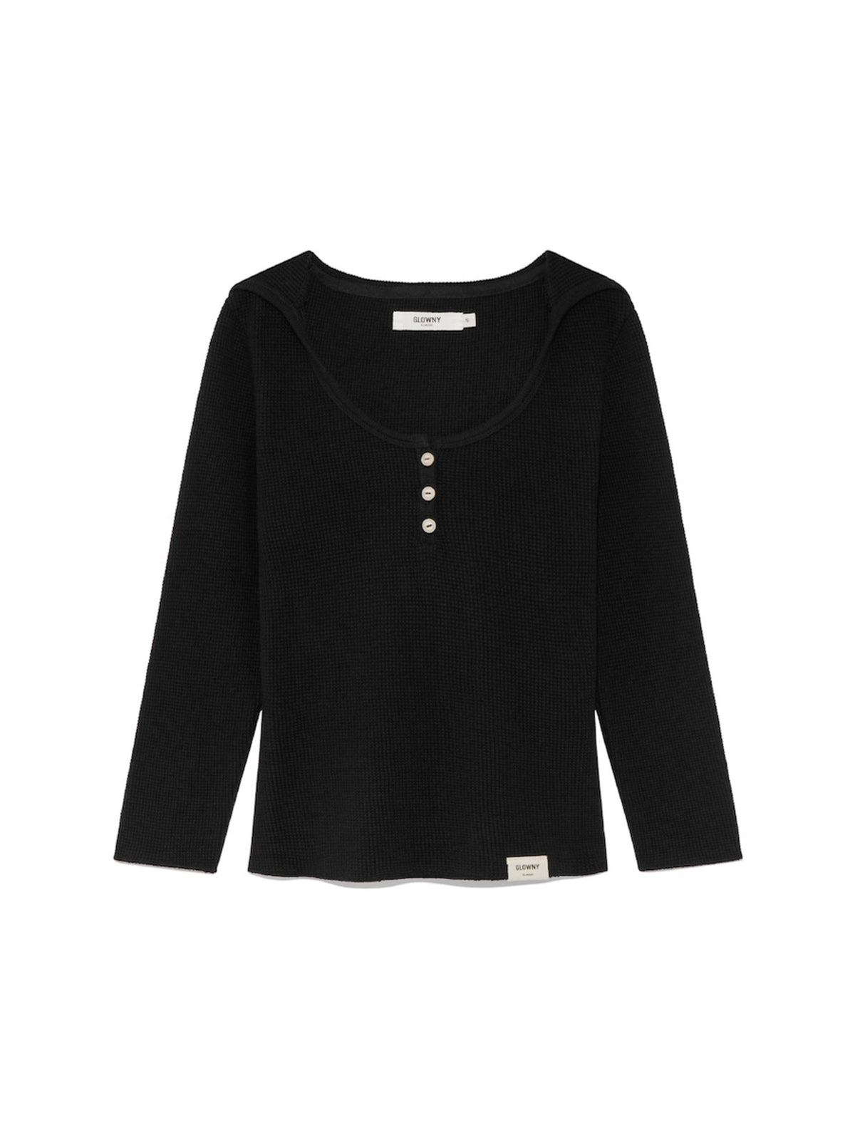 GLOWNY 3/4 G Waffle Button Fly Tee (Black)