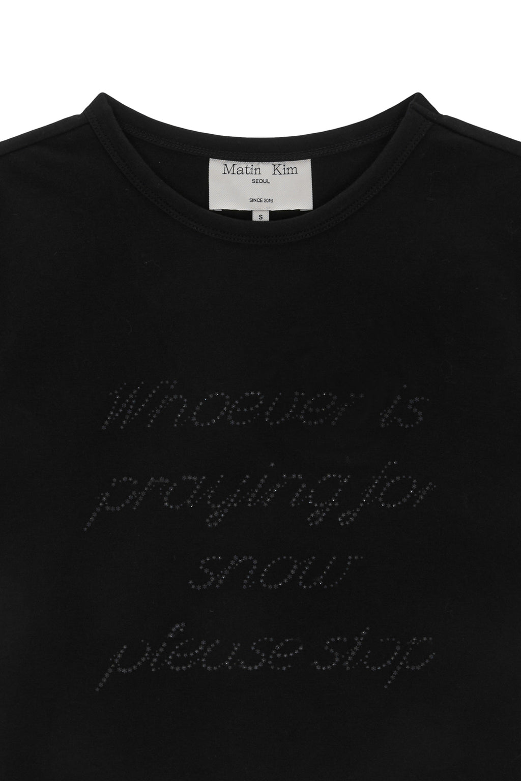 [matinkim] GLITTER PRINT LETTERING TOP IN BLACK