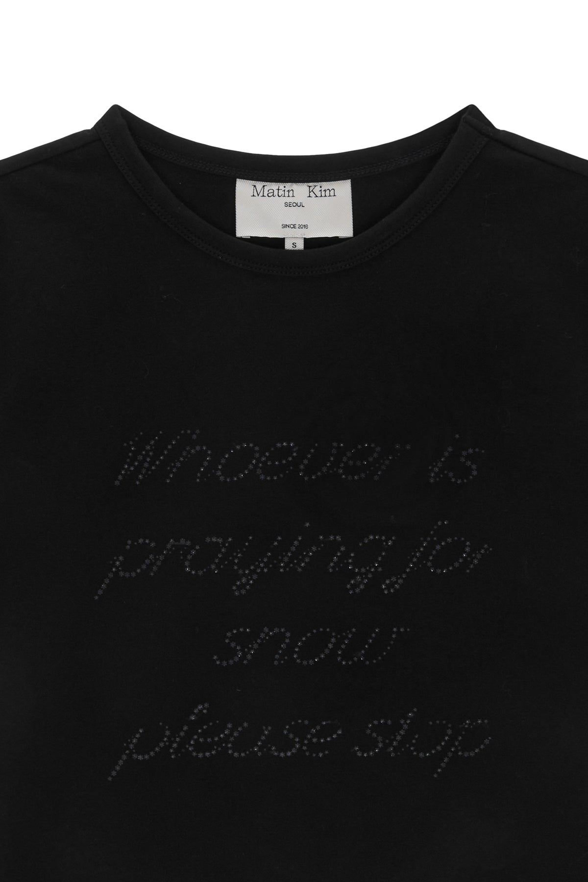 [matinkim] GLITTER PRINT LETTERING TOP IN BLACK