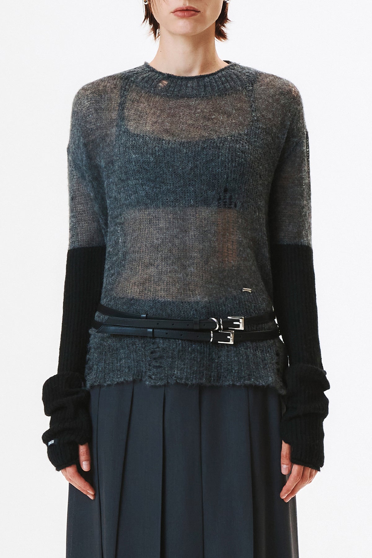 Matinkim Hand Warmer Layered Pullover IN Charcoal