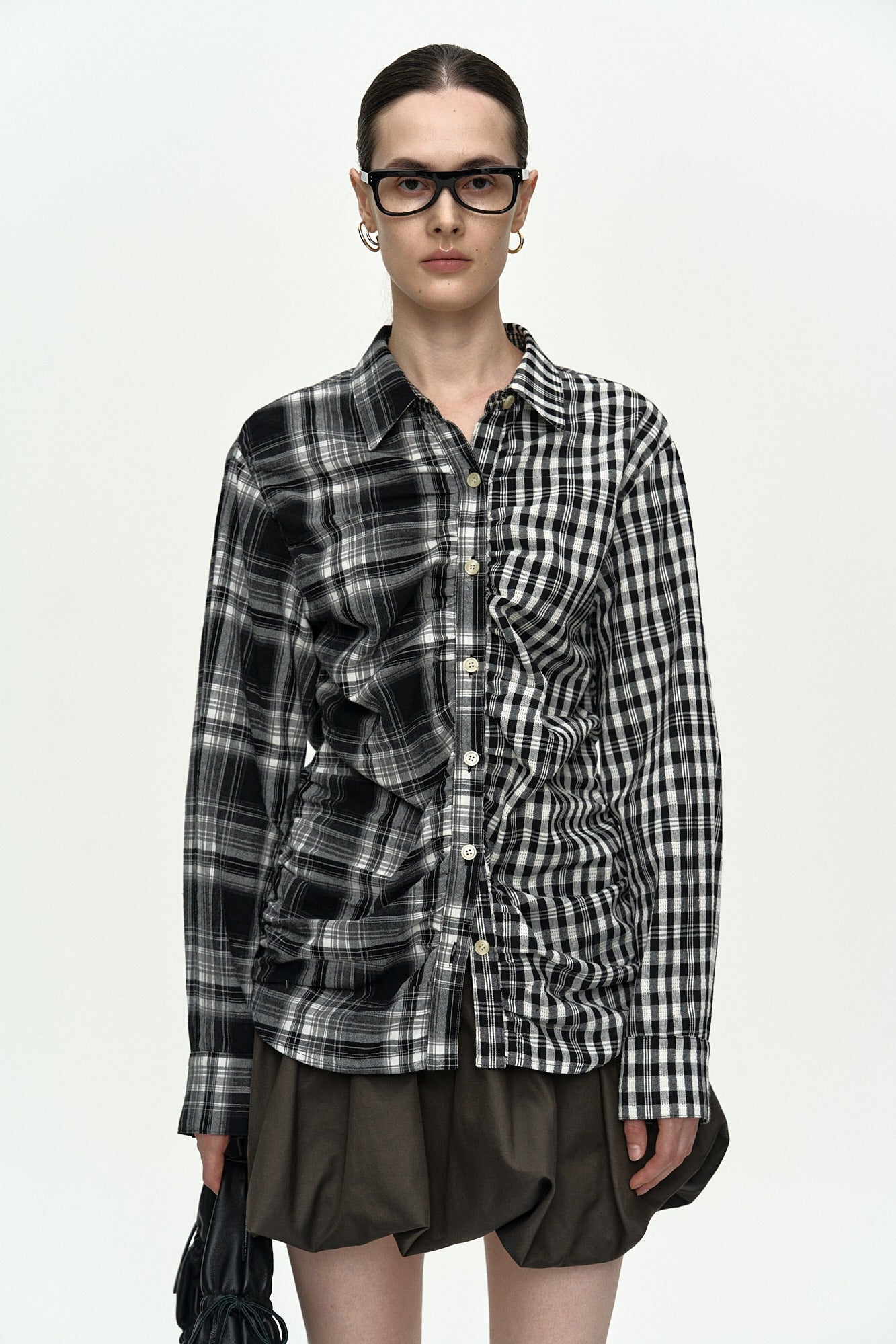 Andersson Bell [Exclusive] Shirred Check Shirt