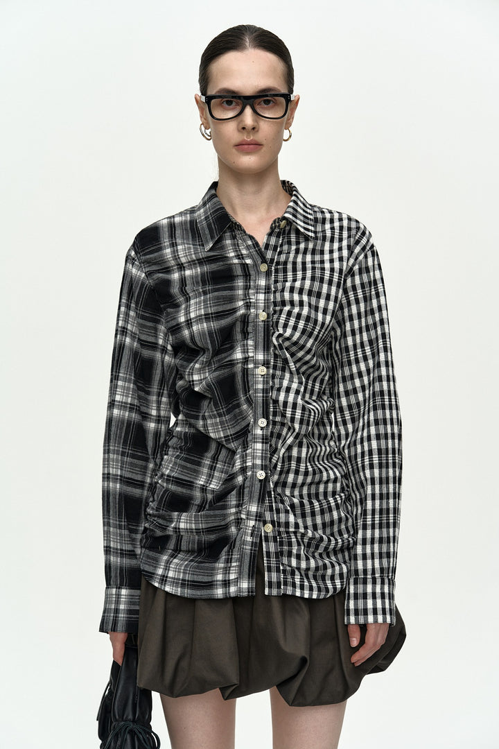 Andersson Bell [Exclusive] Shirred Check Shirt