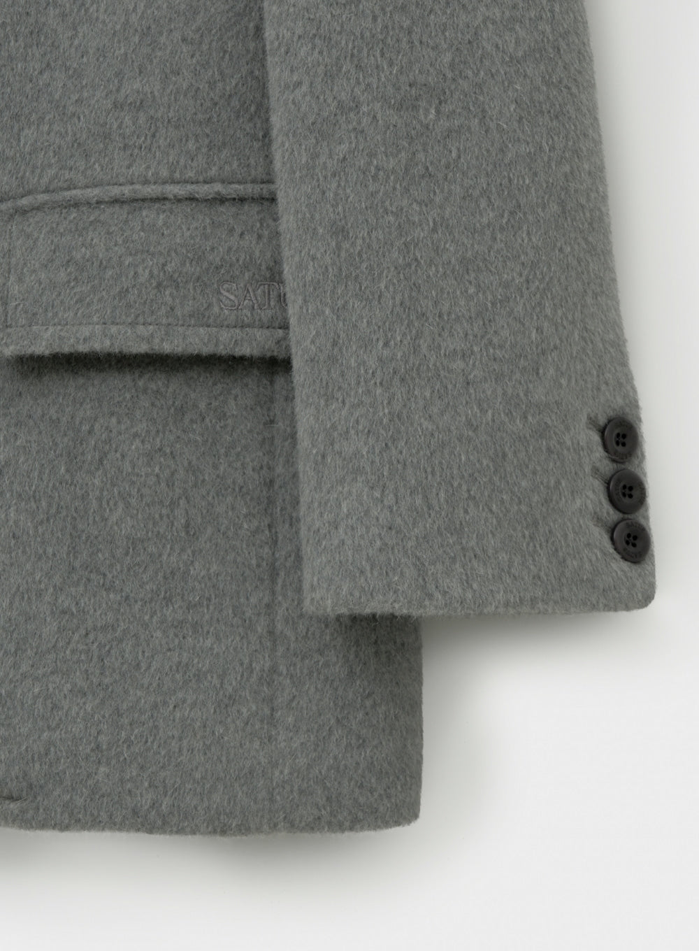 [satur] (W) Cashmere Wool Blend Single Blazer - Melange Gray