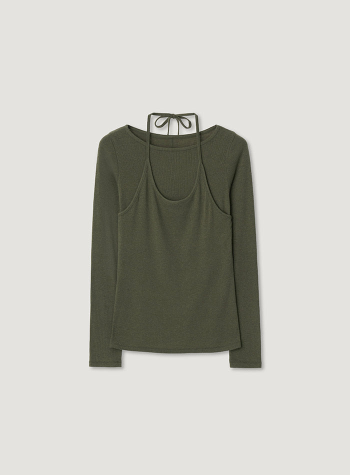 Mango Maniplease Yaro Halter Tee Khaki