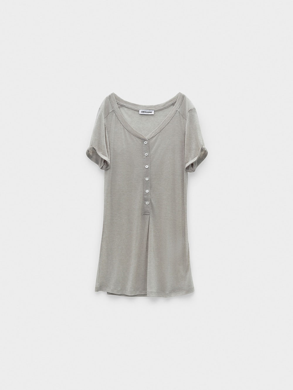 Low Classic Button-Up Jersey Long T-Shirt Oatmeal