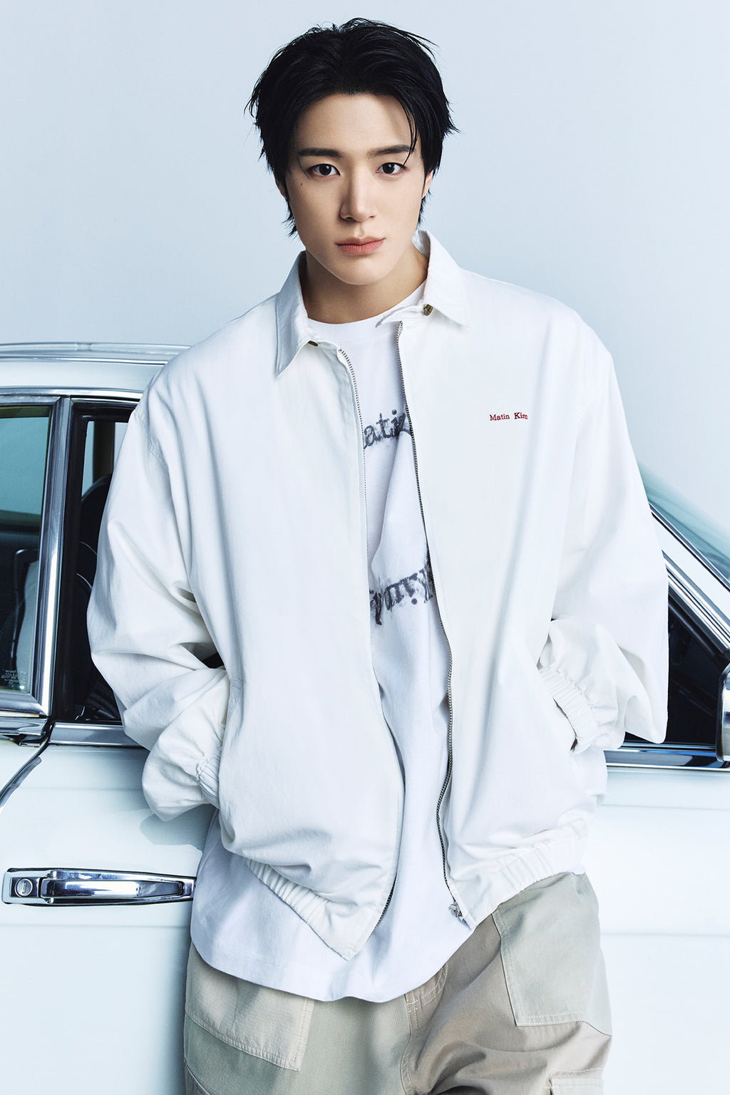 Matinkim Small Logo Cotton Zip UP Jumper IN White