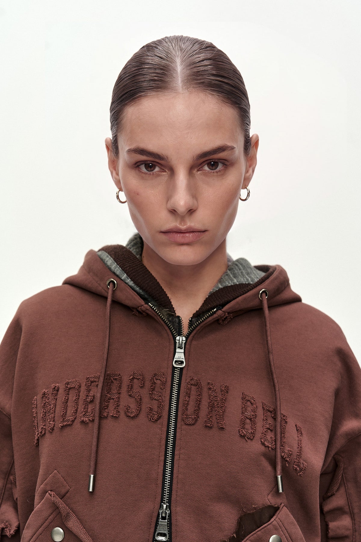 Andersson Bell Raw-Cut Studded Zip-UP Hoodie