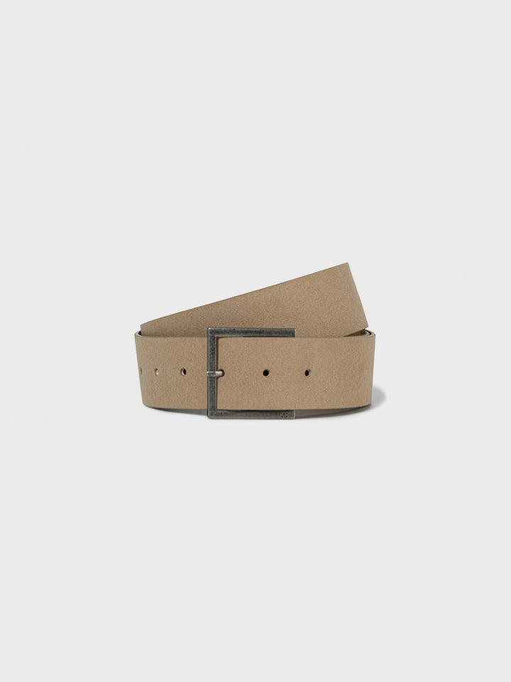 Low Classic Square Buckle Belt Beige