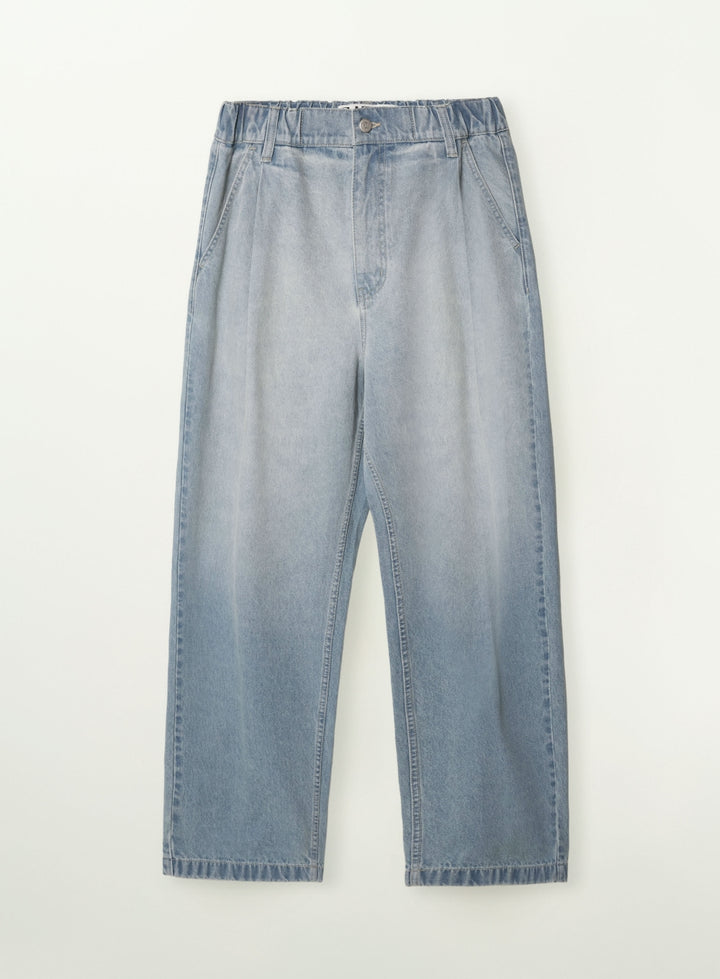 Satur One Tuck Banding Denim Pants - Light Blue