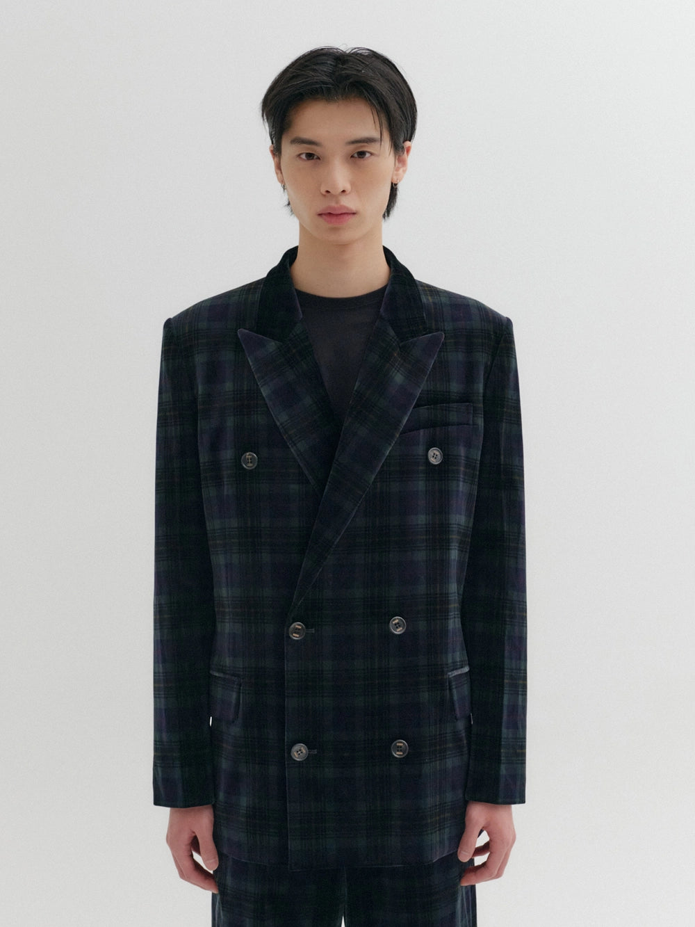 EENK Double-Breasted Blazer - Navy Check