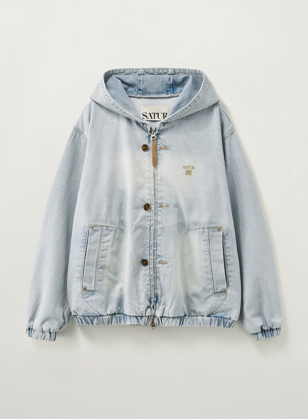 Satur Teo Denim Blouson Jacket - Light Blue