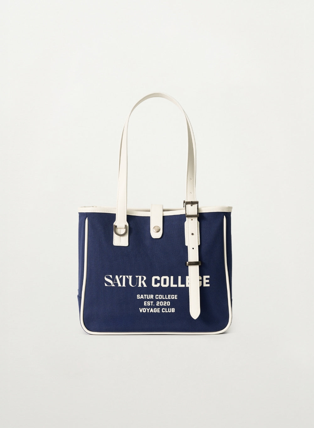 Satur Classic Buckle Tote Bag - Navy