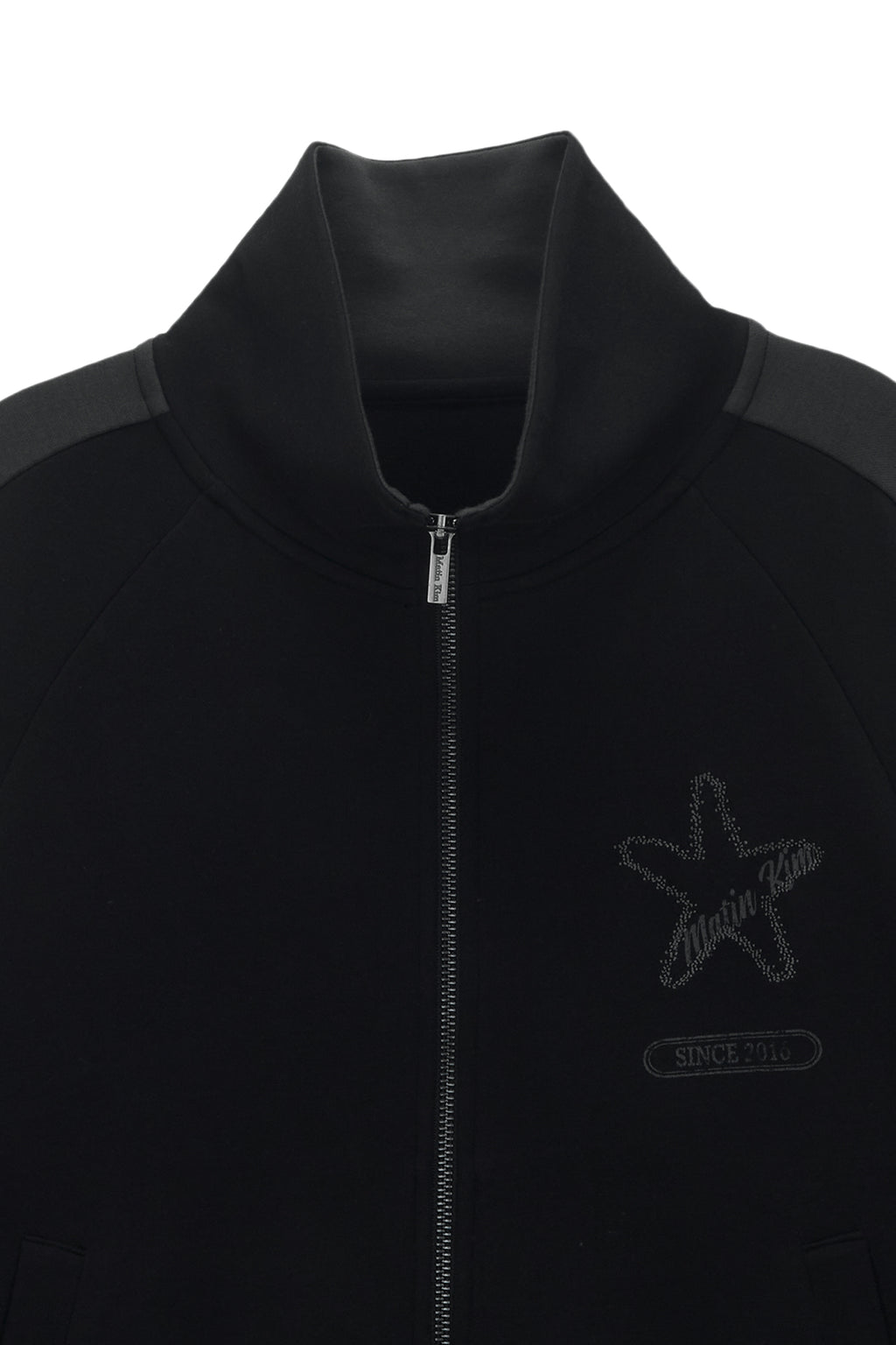 Matinkim Vintage Graphic Jersey Zip UP IN Black