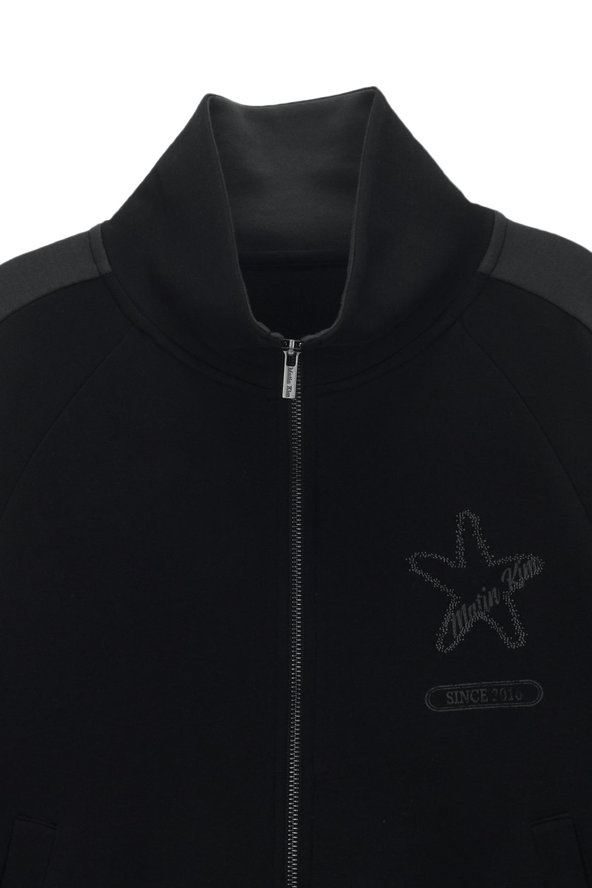 Matinkim Vintage Graphic Jersey Zip UP IN Black