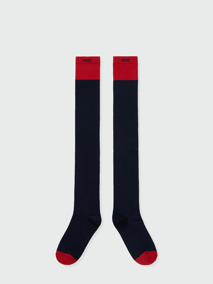 EENK Contrast Over-the-Knee Socks - Navy