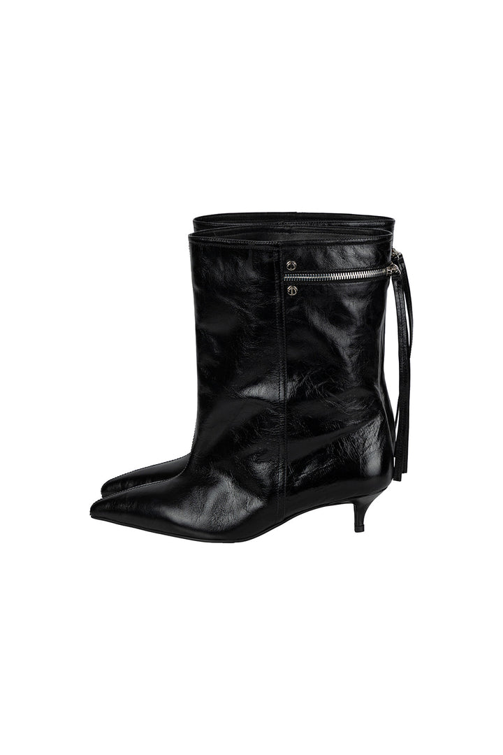 Treemingbird Back-Zip Mid Boots Black