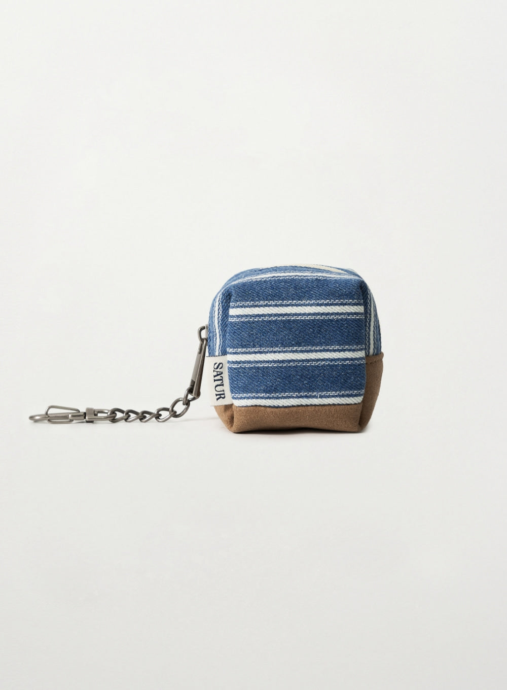 [SATUR] Stripe Mini Pouch Keyring - Blue