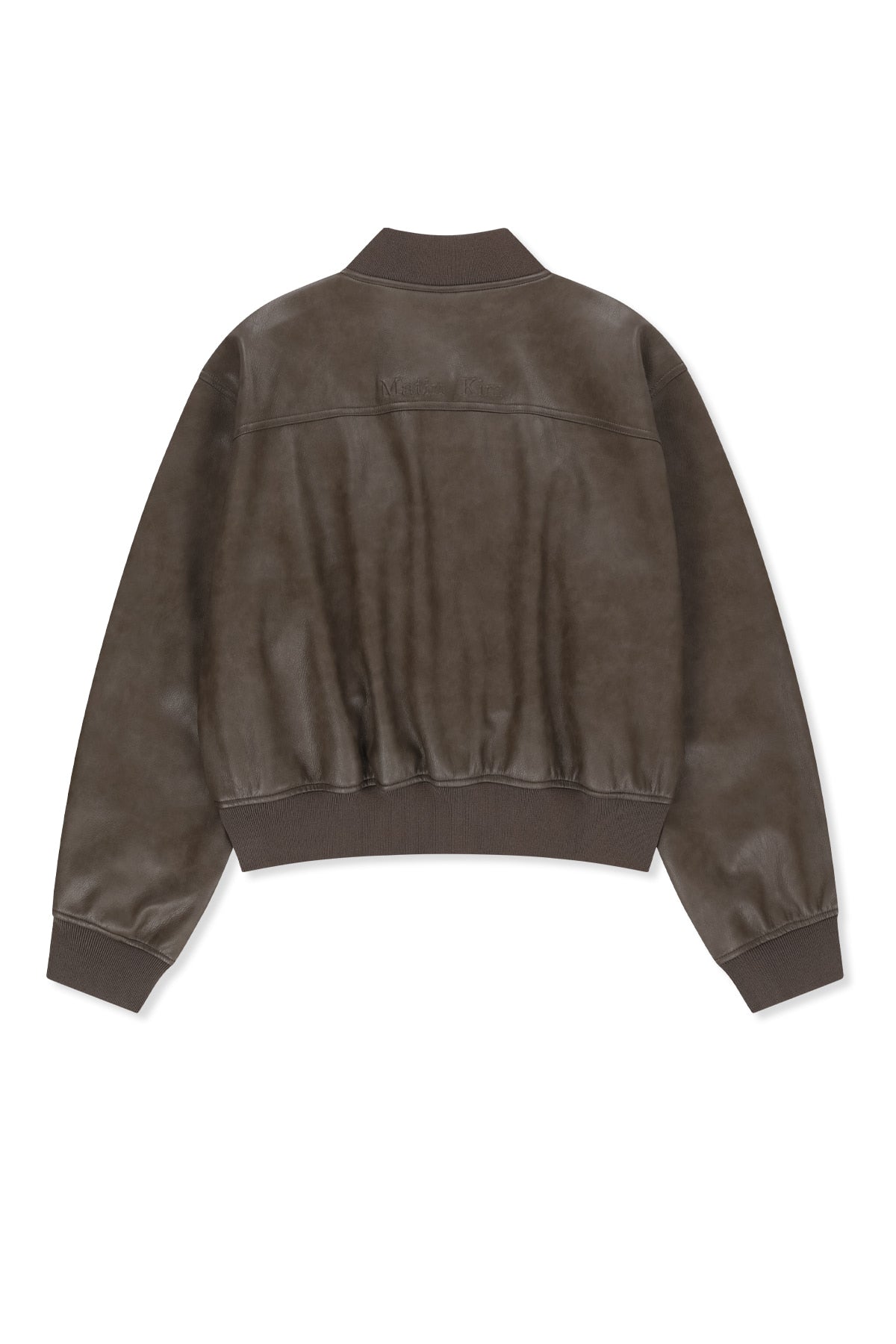 Matinkim Faux Leather Rib Collar Blouson For Women IN Brown
