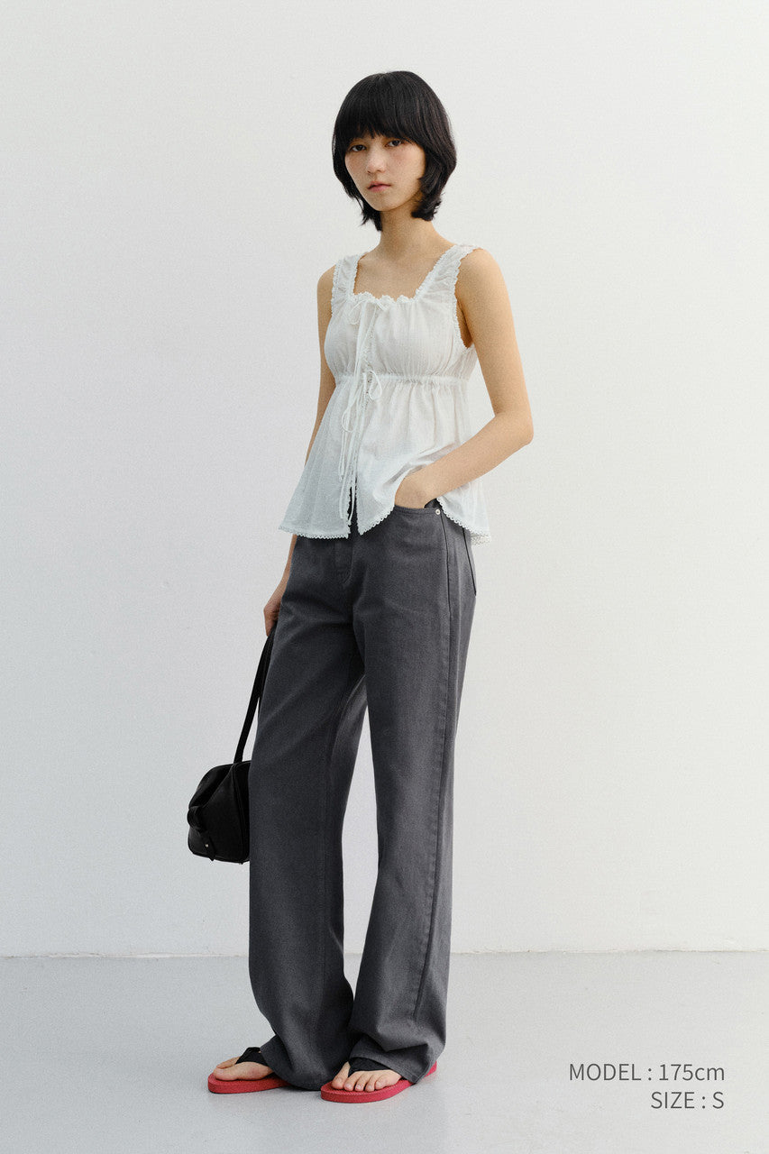 Dunst Shirring Sleeveless Blouse Ivory