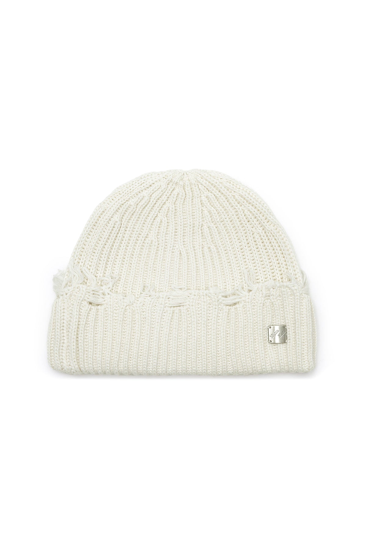 Matinkim Damage Point Ribbed Beanie IN Ivory