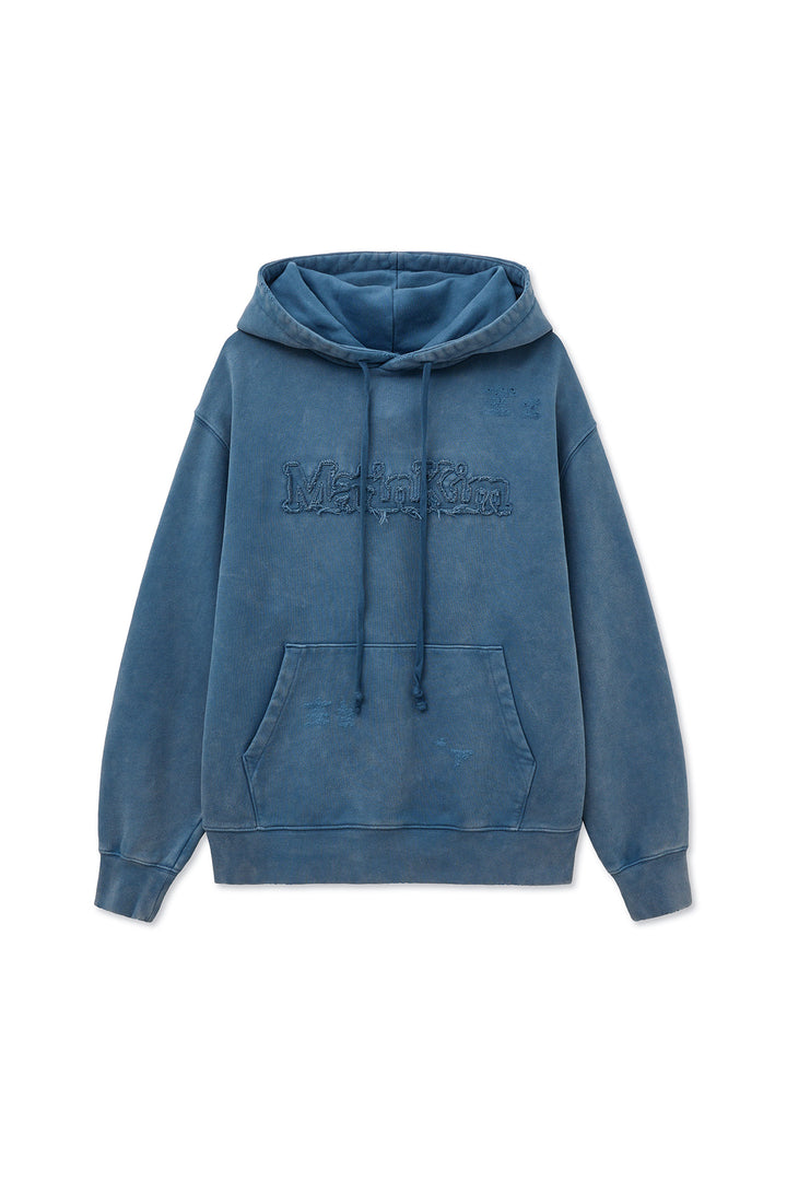Matinkim Vintage Color Dying Logo Hoody IN Blue