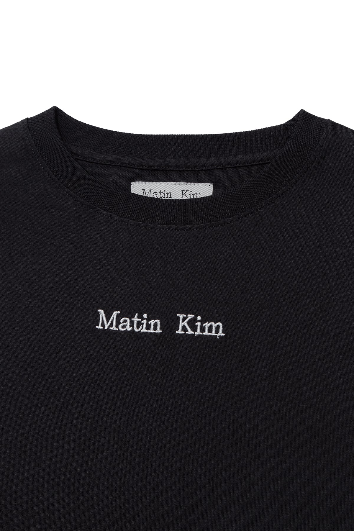[matinkim] EMBROIDERY SMALL LOGO OVERSIZE TOP IN BLACK
