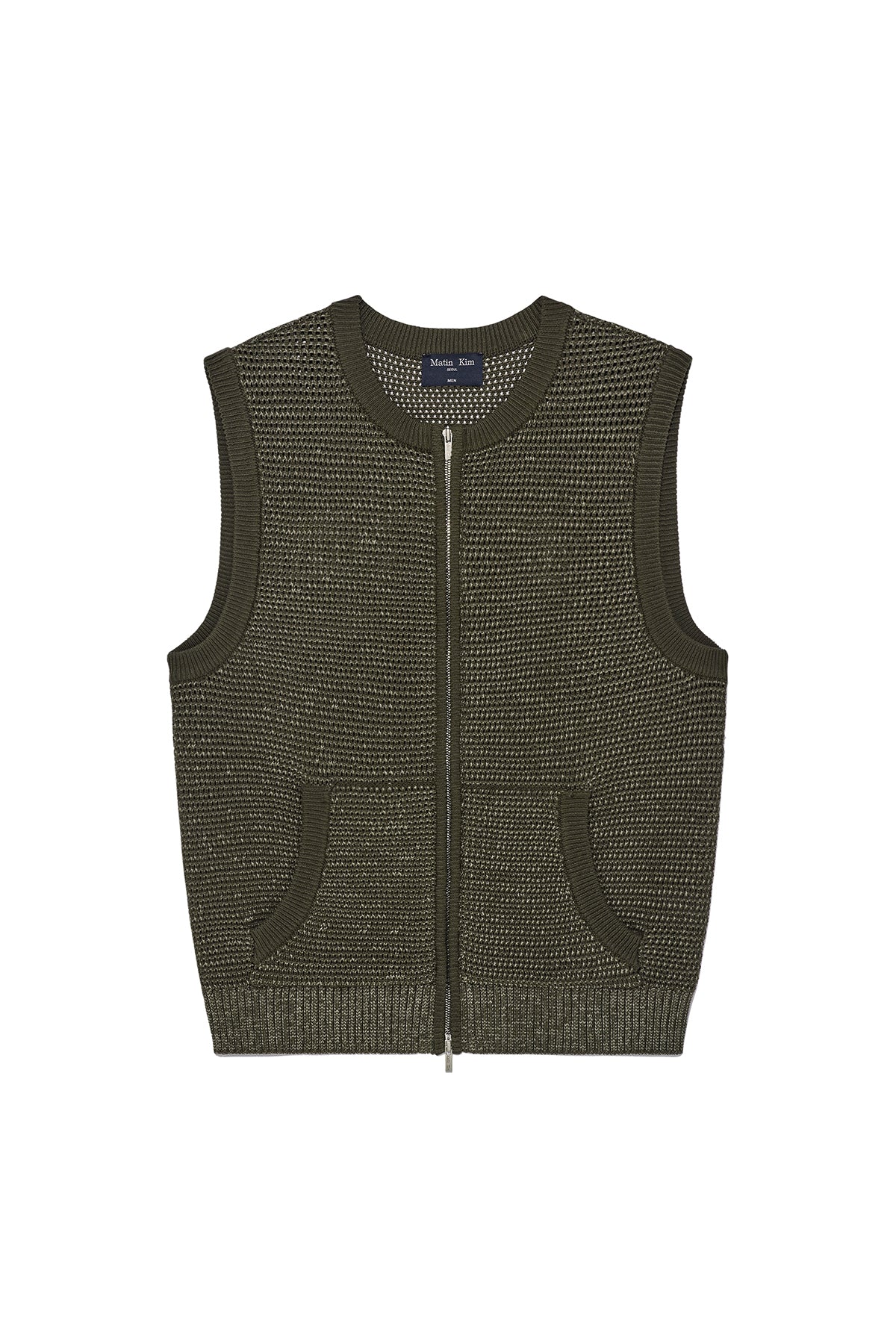 Matinkim Two Tone Mesh Knit Vest For Men IN Khaki