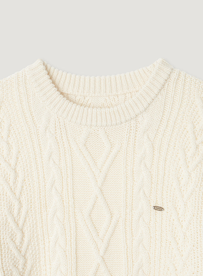 Mango Maniplease Doll Cable Knit Cream