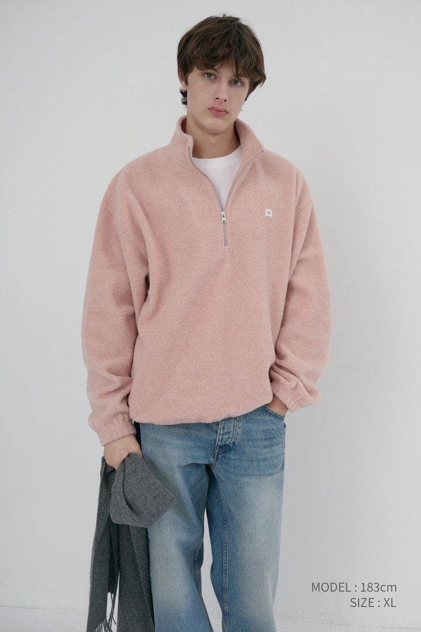 Dunst Unisex Half Zip-Up Fleece Sweatshirt Candy Pink