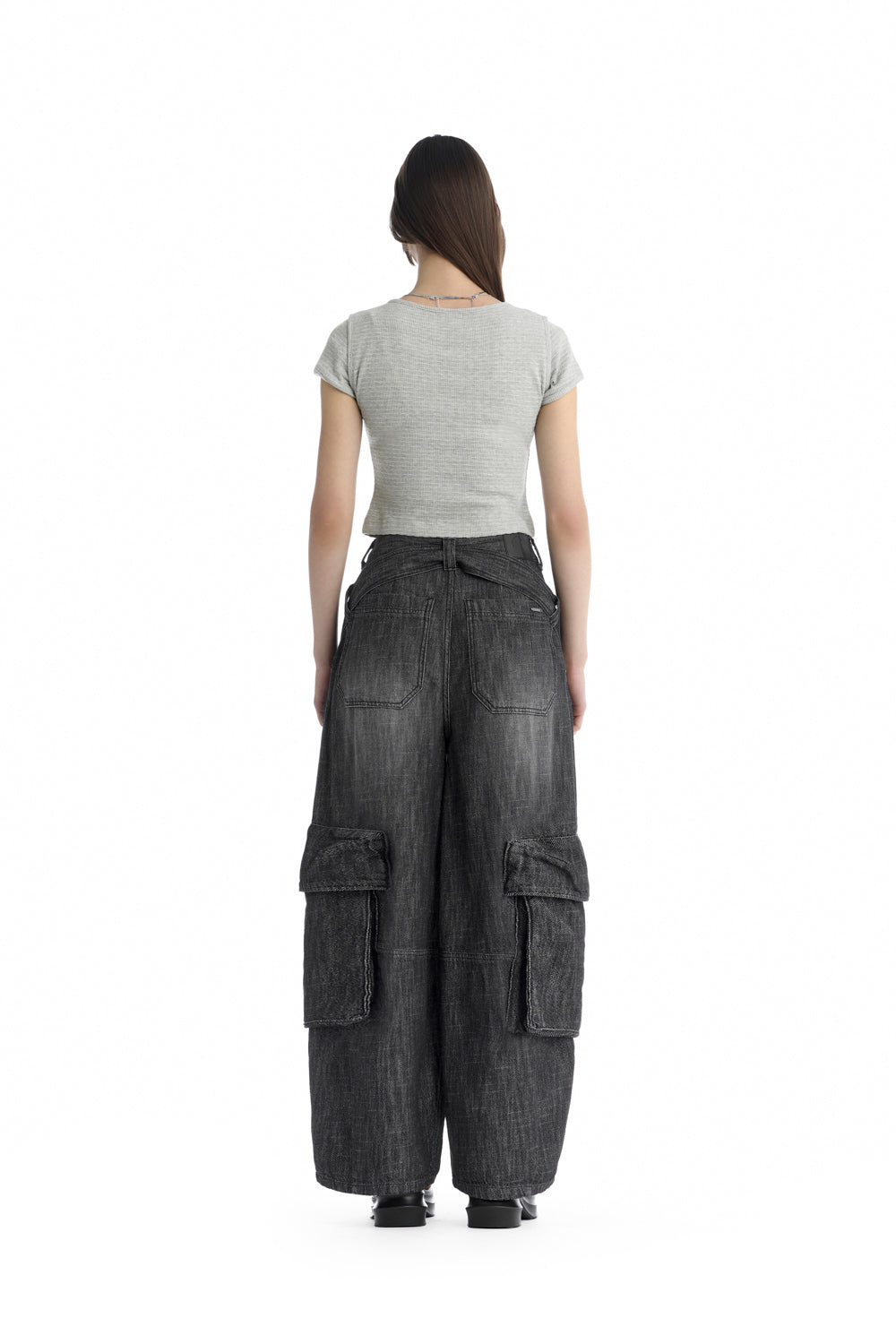 Treemingbird Slim-Fit Slit Ribbed T-Shirt Melange Gray