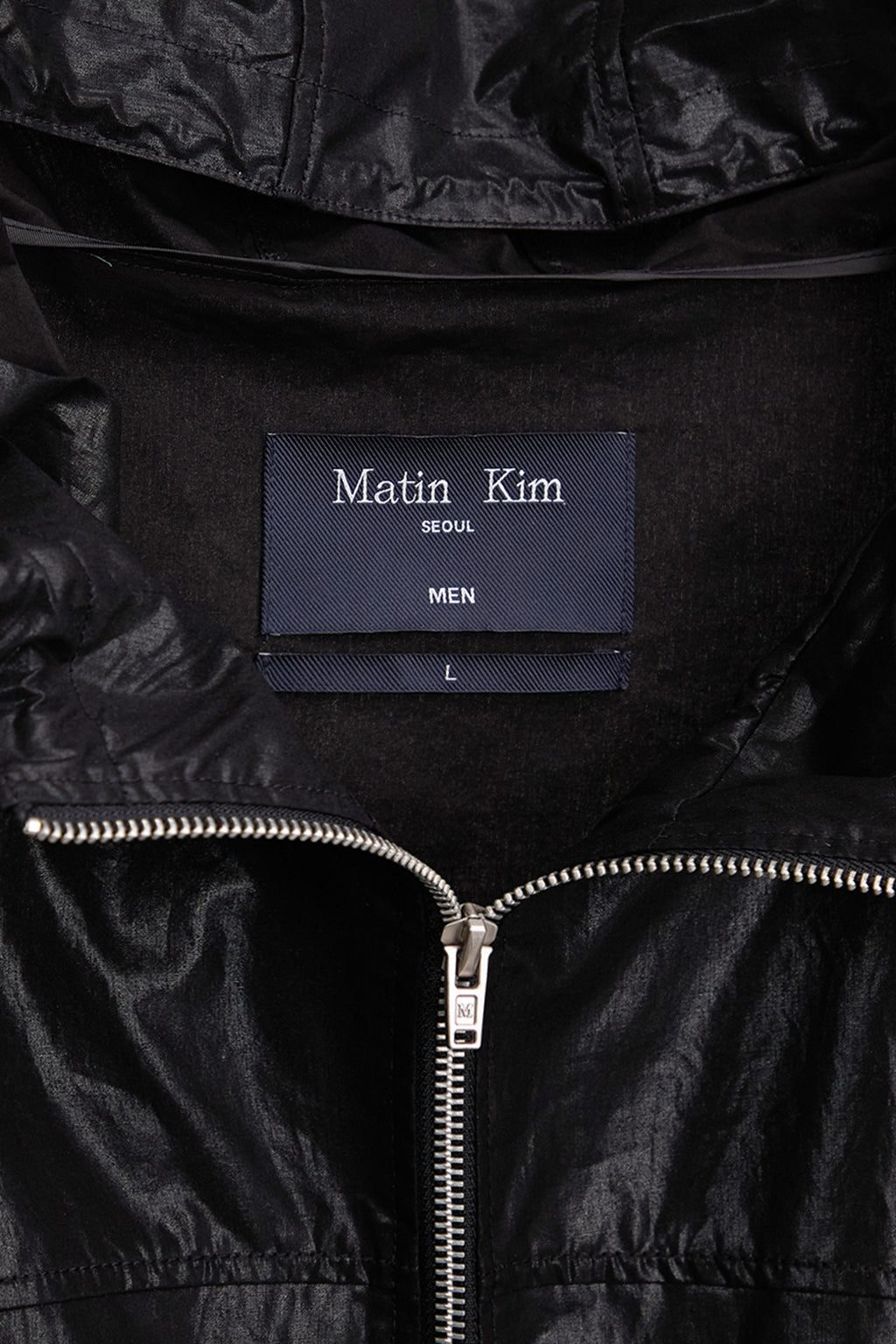 [matinkim] MATIN HIGH NECK HOODY COATING JUMPER FOR MEN IN BLACK
