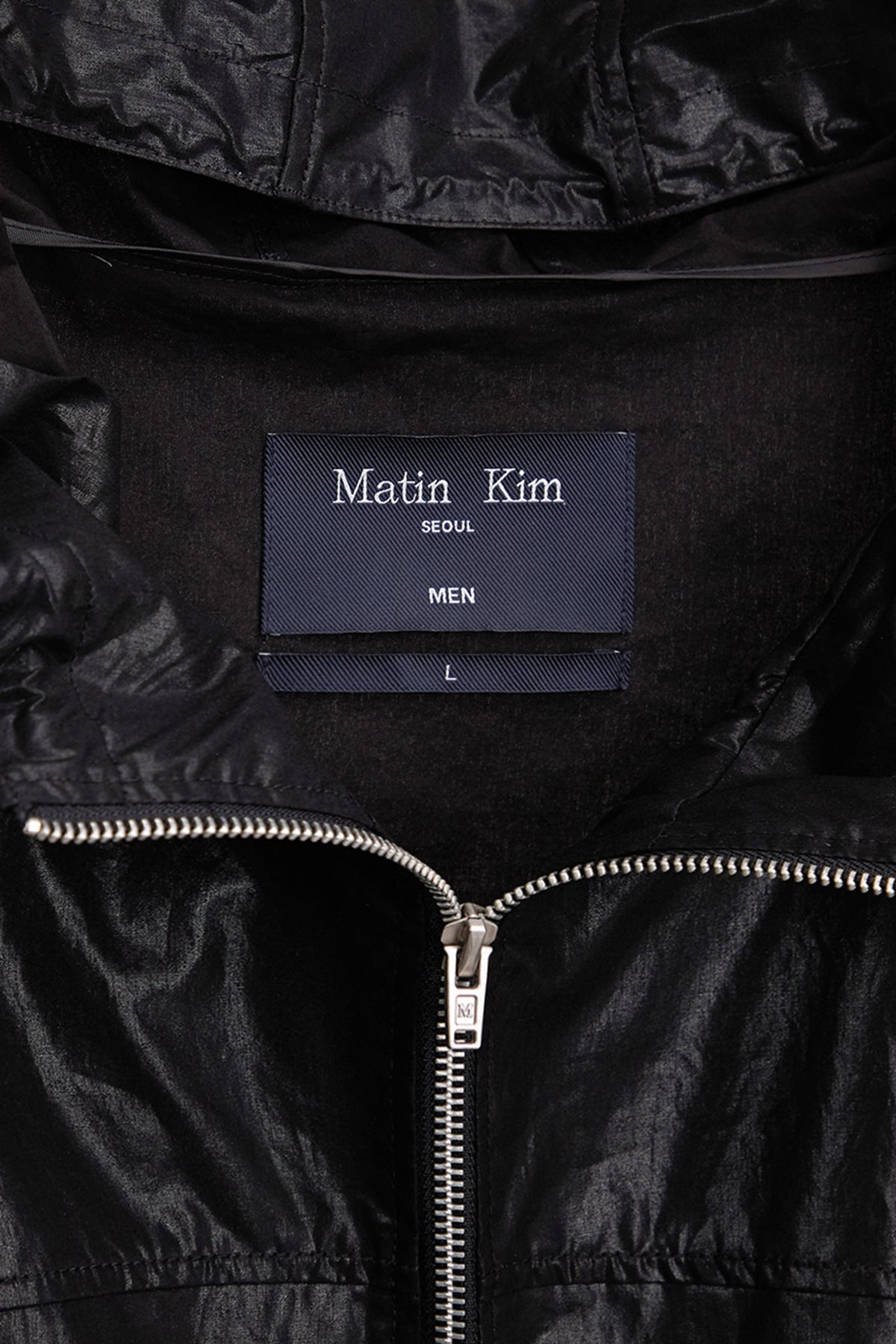 [matinkim] MATIN HIGH NECK HOODY COATING JUMPER FOR MEN IN BLACK